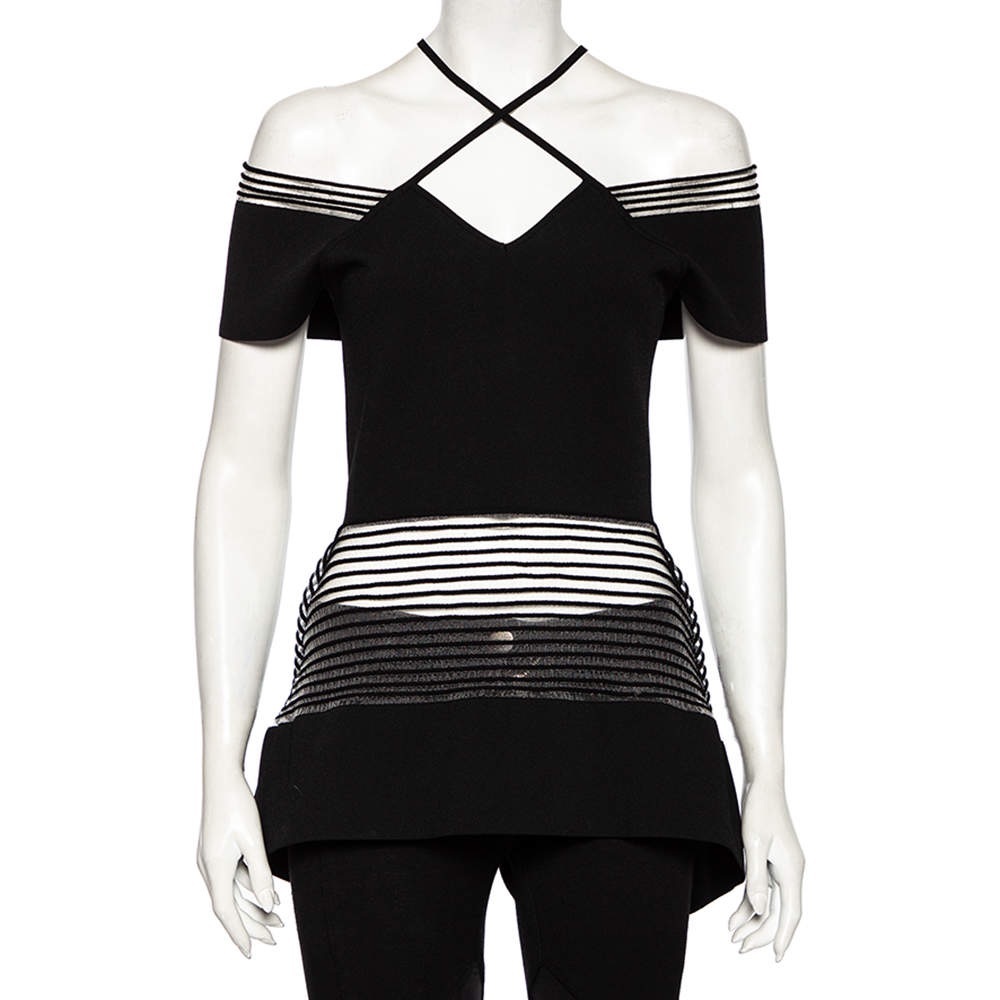 Roland Mouret Black peplum exposed waist top